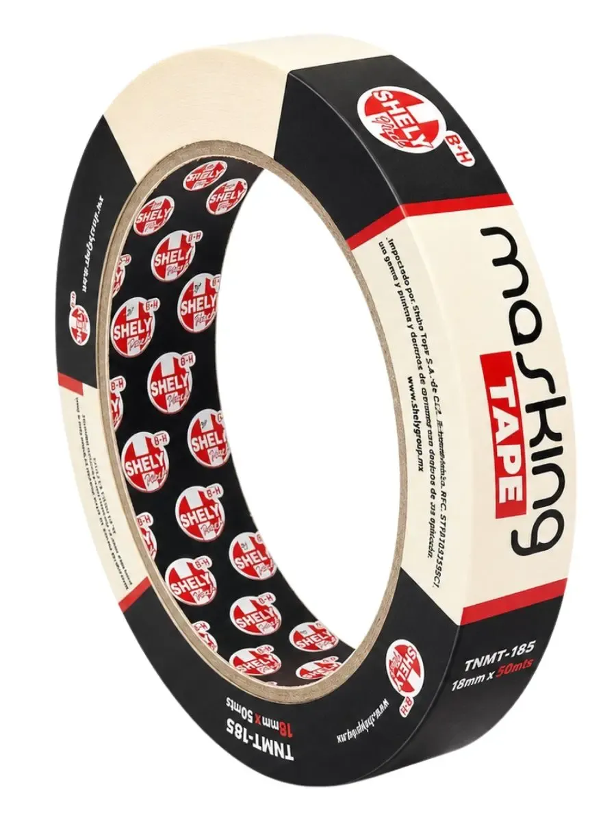 Cinta masking tape Shely 18mm x 50m para uso general.
