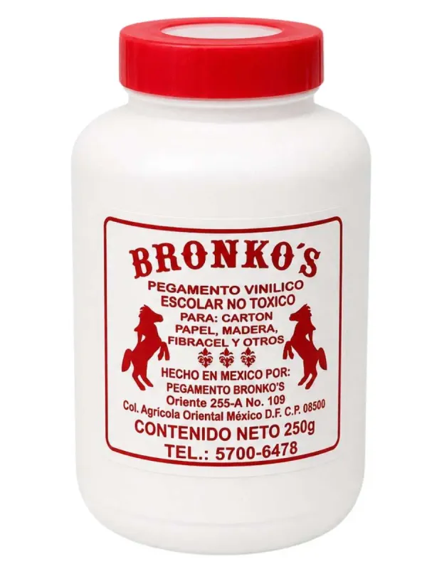 Pegamento líquido blanco Bronkos de 250g para cartón y papel.