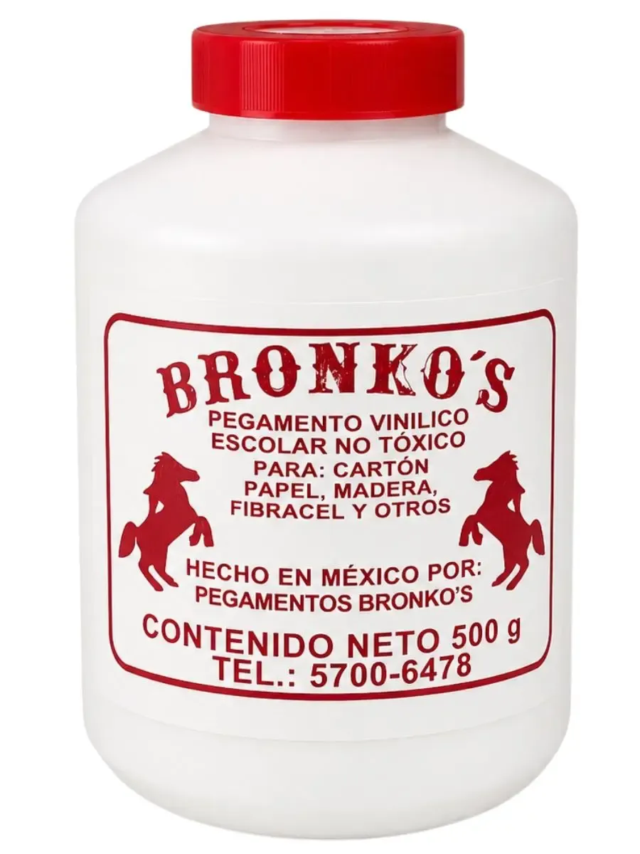 Pegamento líquido blanco Bronkos de 500g para proyectos grandes.