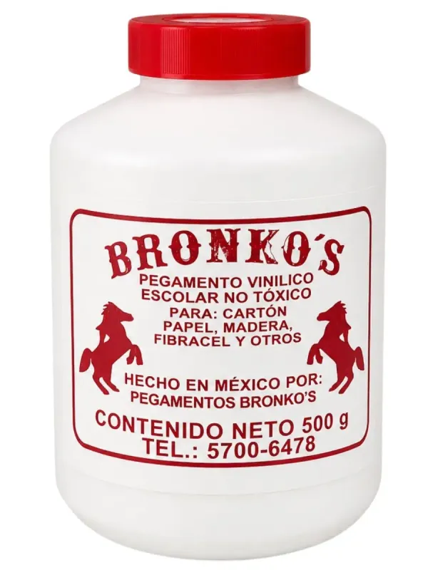 Pegamento líquido blanco Bronkos de 500g para proyectos grandes.