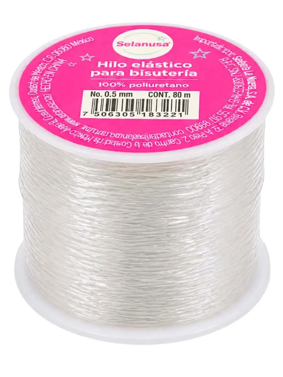 Carrete de 50 metros de hilo elástico Selanusa 0.5mm para joyería fina.