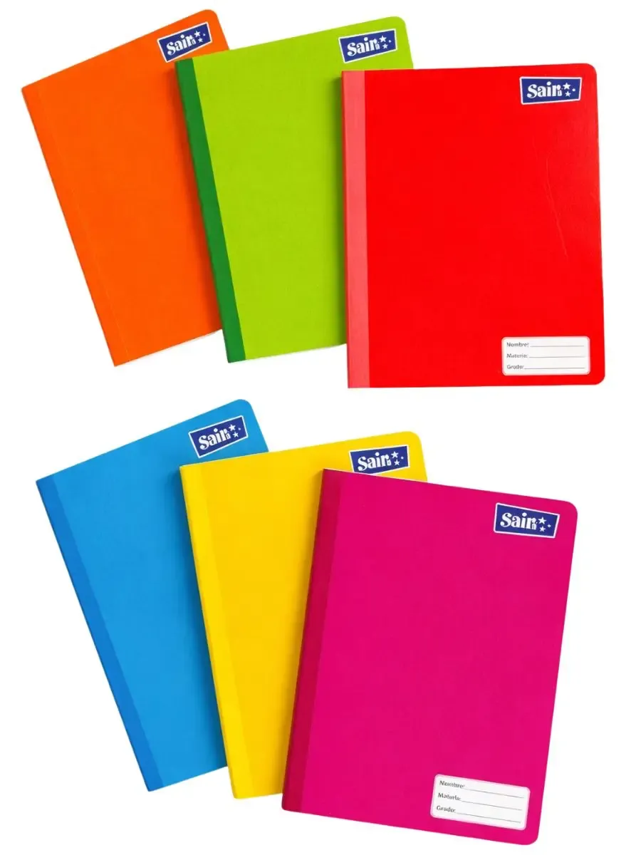 Paquete de 6 cuadernos profesionales cosidos Saira cuadro chico.