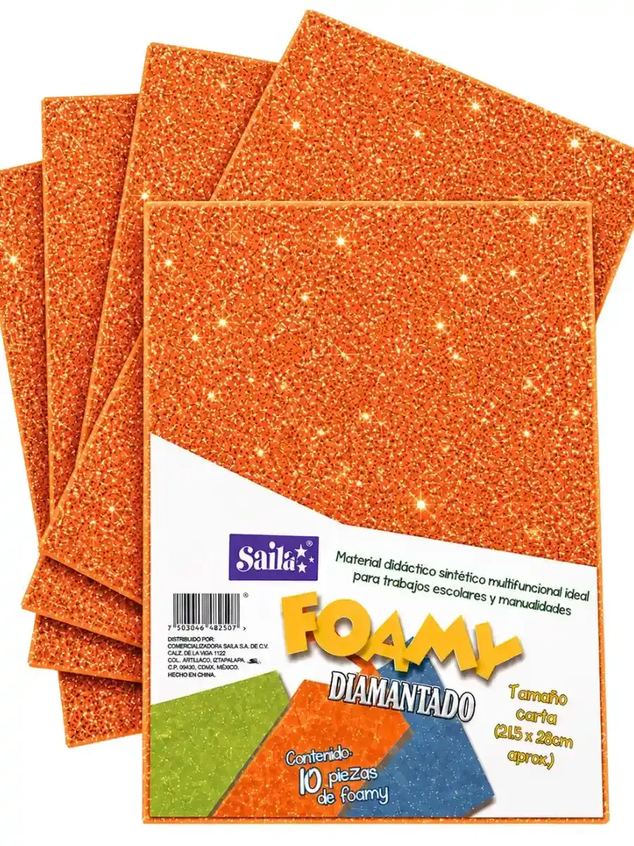 Paquete de 10 hojas de foamy diamantado Saira naranja #22 carta.