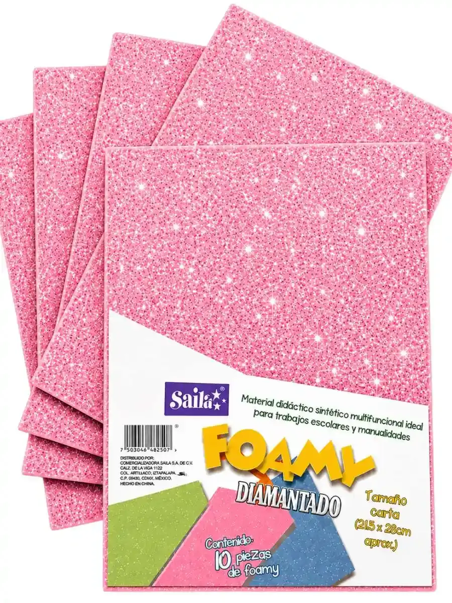Paquete de 10 hojas de foamy diamantado Saira rosa pastel #19 carta.