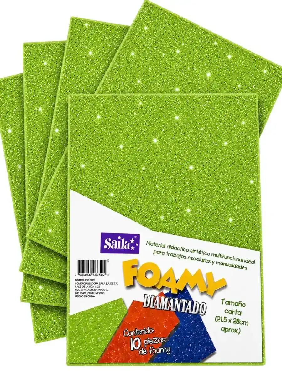Paquete de 10 hojas de foamy diamantado Saira verde claro #23 carta.