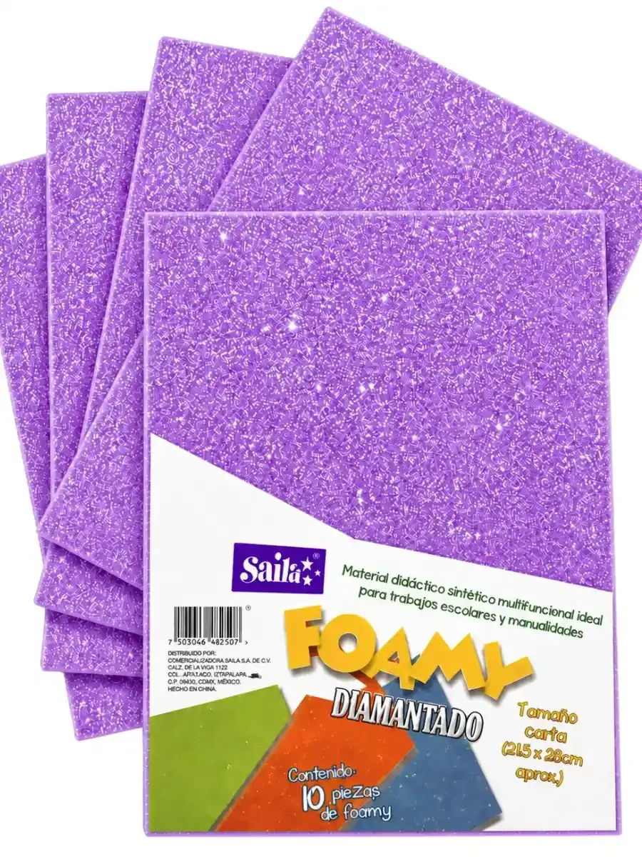 Paquete de 10 hojas de foamy diamantado Saira lila #10 carta.