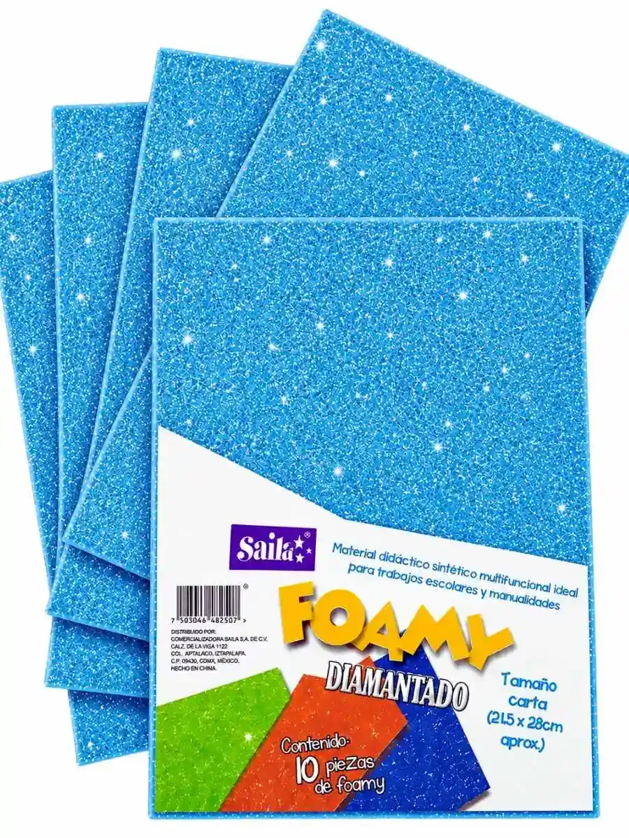 Paquete de 10 hojas de foamy diamantado Saira turquesa G11 carta.