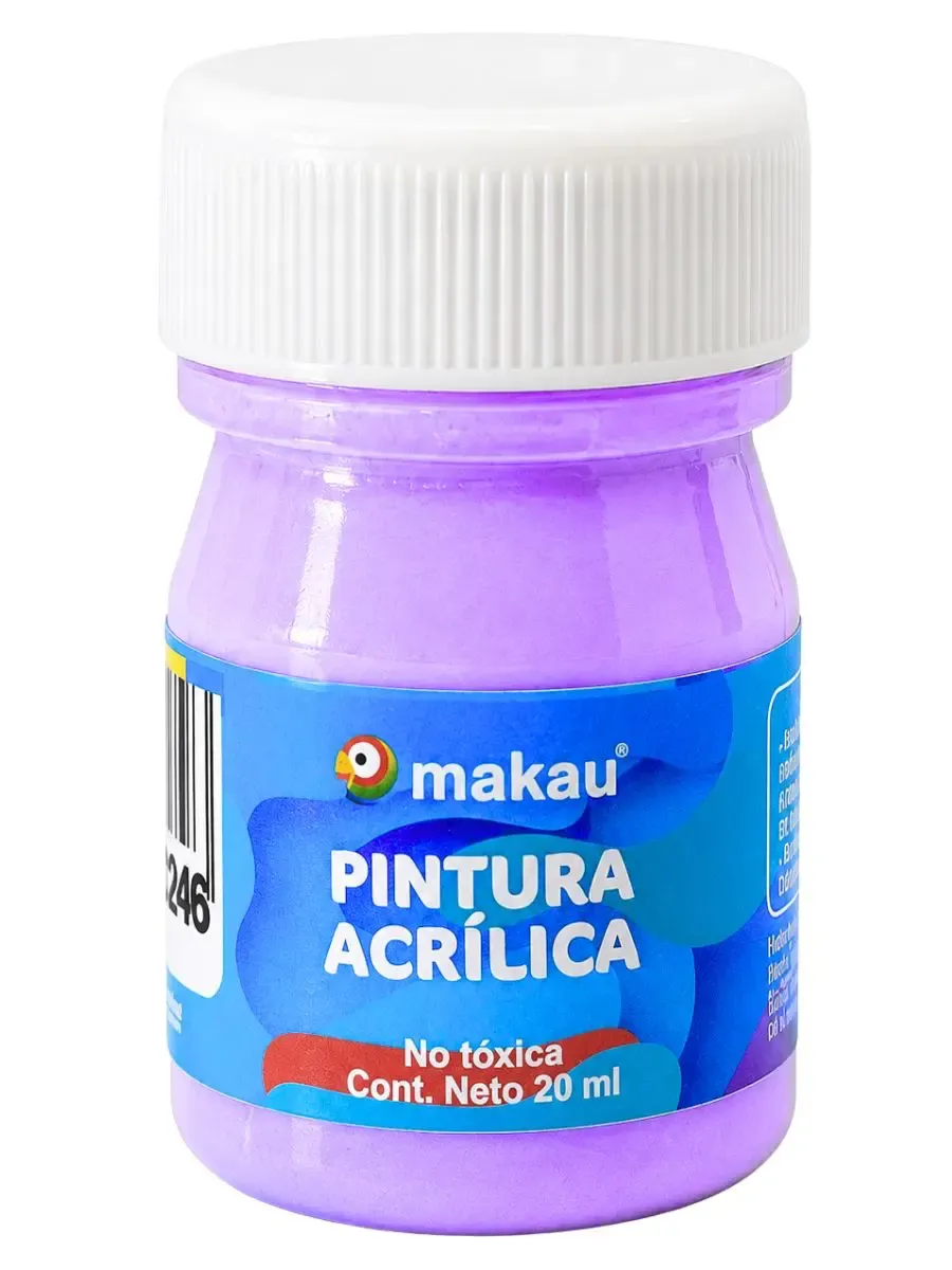 Frasco de pintura acrílica de 20 ml color lila para manualidades.