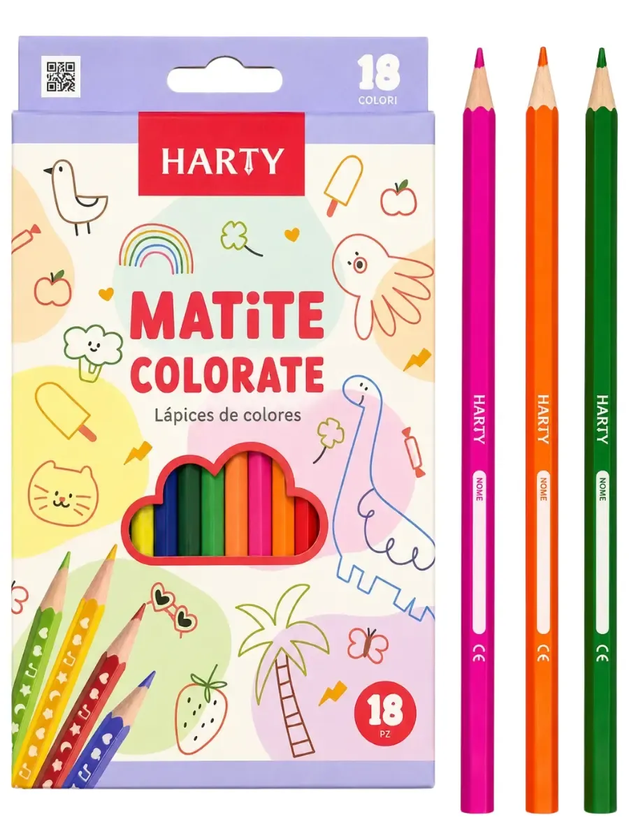 Caja de 18 lápices de colores Harty económicos de madera.