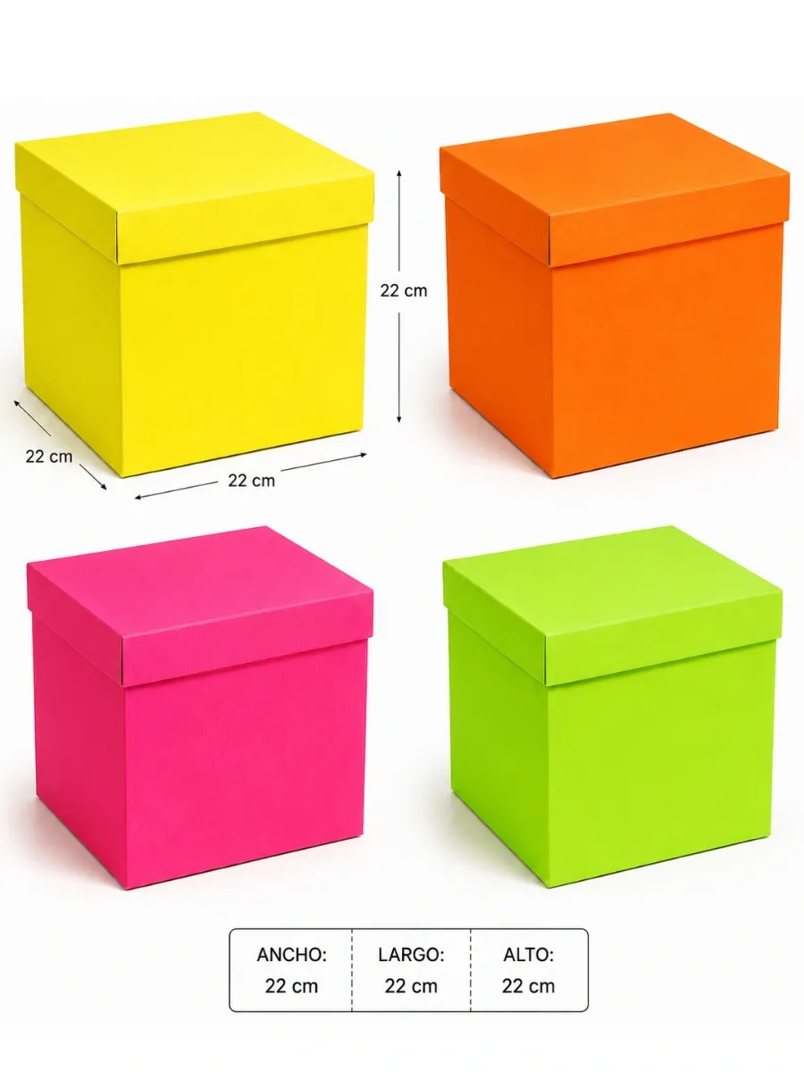 caja cubo fosfo 22cm mayoreo mexico paquete 4 piezas