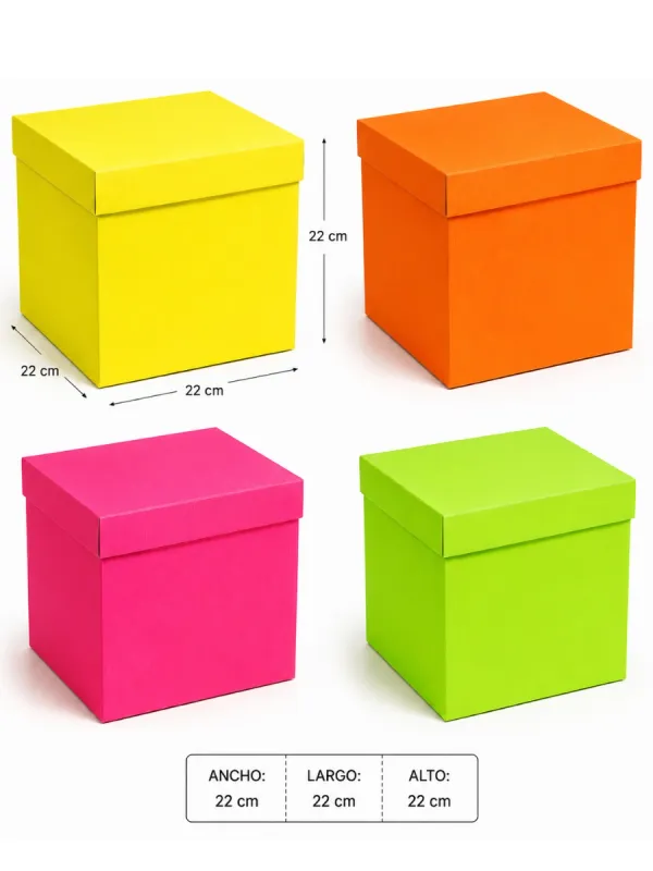 caja cubo fosfo 22cm mayoreo mexico paquete 4 piezas