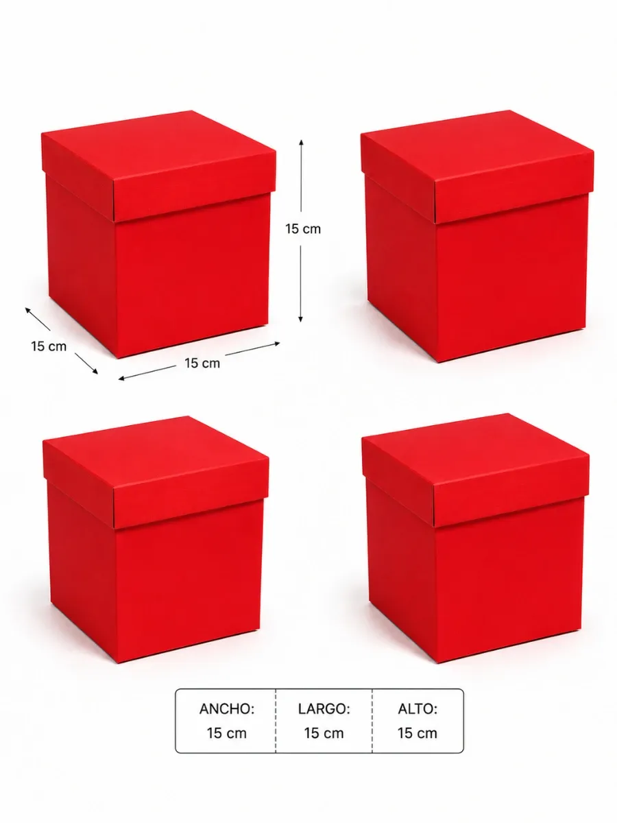 caja cubo roja 15cm mayoreo mexico paquete 4 piezas