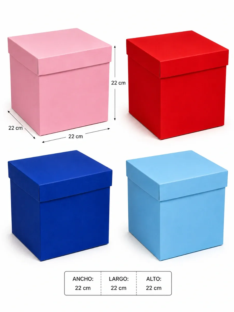 caja cubo melodia 22cm mayoreo mexico paquete 4 piezas colores