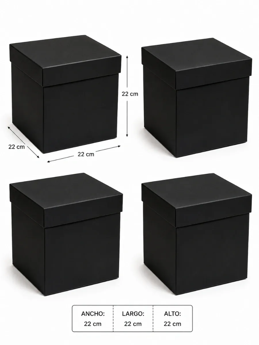caja cubo negro 22cm mayoreo mexico paquete 4 piezas