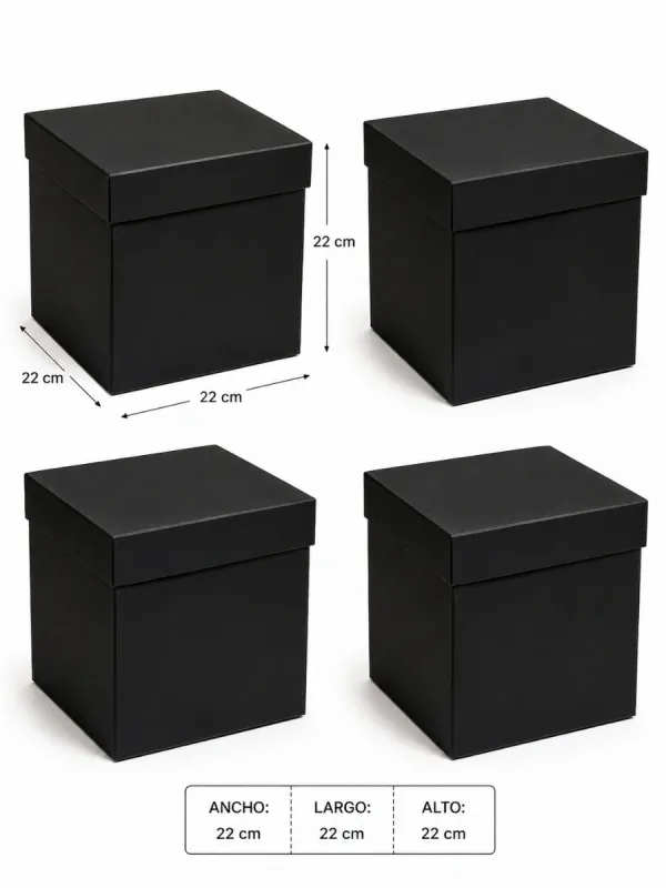 caja cubo negro 22cm mayoreo mexico paquete 4 piezas