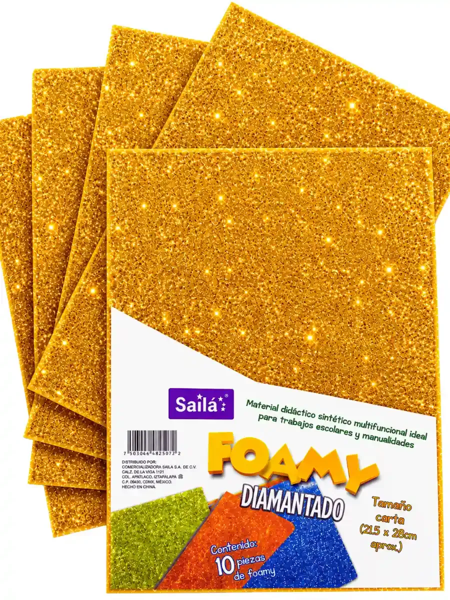 Foamy con diamantina carta c/ 10 pzas saira dorado 28 foamy diamantina dorado carta mayoreo mexico saira 28