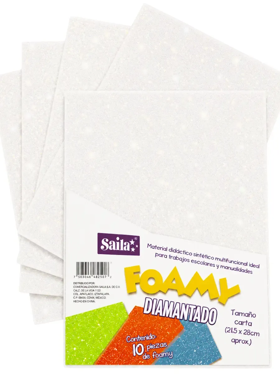 Foamy con diamantina carta con 10 pzas saira blanco 36 foamy diamantina blanco carta mayoreo mexico saira 36
