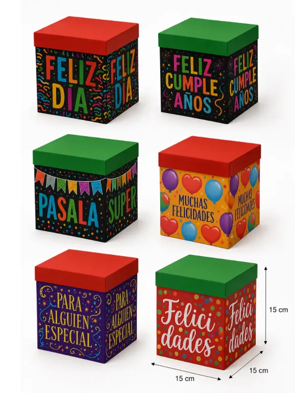 papeleria merida caja cubo diverti fiesta stock real entrega hoy