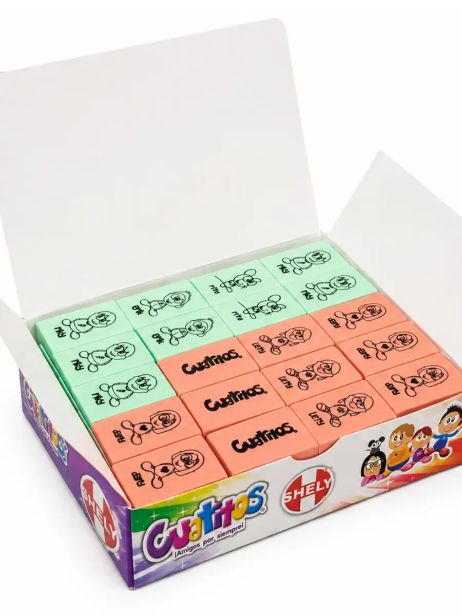 goma colores shely cuatitos cu60 mayoreo paquete borrador