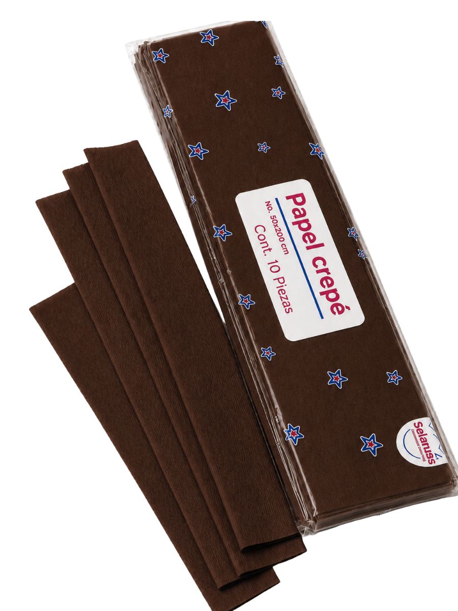 Papel crepe selanusa Chocolate 10pzas de 50cm x 2 m papel crepe chocolate selanusa mayoreo 10pzas paquete