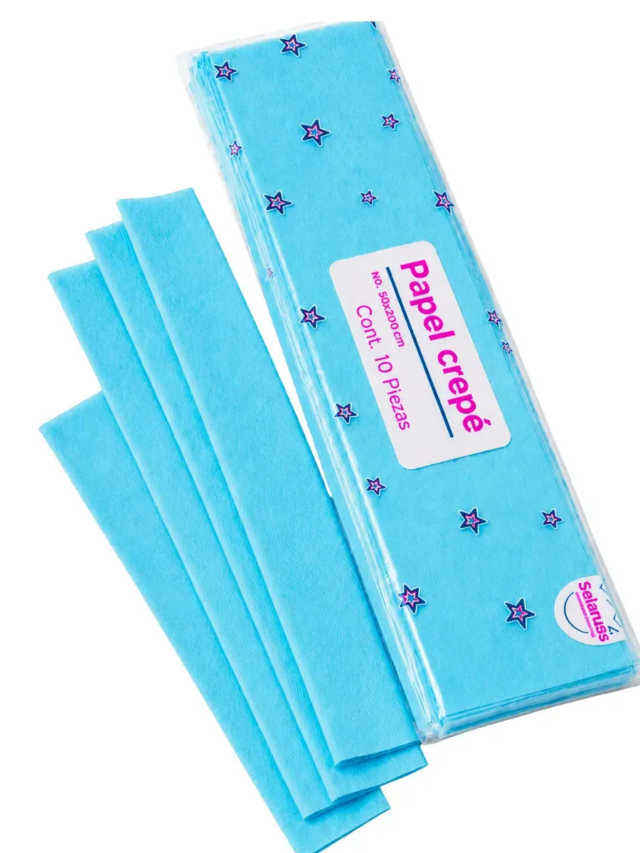 papel crepe azul cielo selanusa mayoreo 10pzas paquete