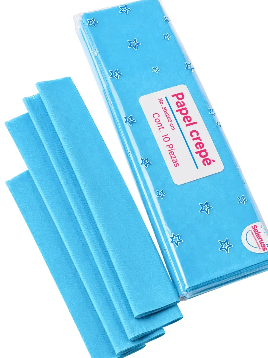 Papel crepe selanusa Azul Turquesa 10pzas de 50cm x 2 m papel crepe azul turquesa selanusa mayoreo 10pzas paquete