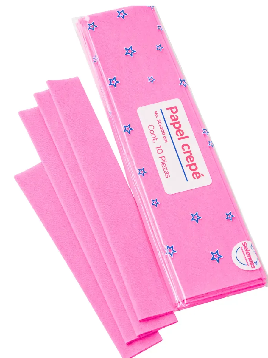 Papel crepe selanusa Rosa Claro 10pzas de 50cm x 2 m papel crepe rosa claro selanusa mayoreo 10pzas paquete