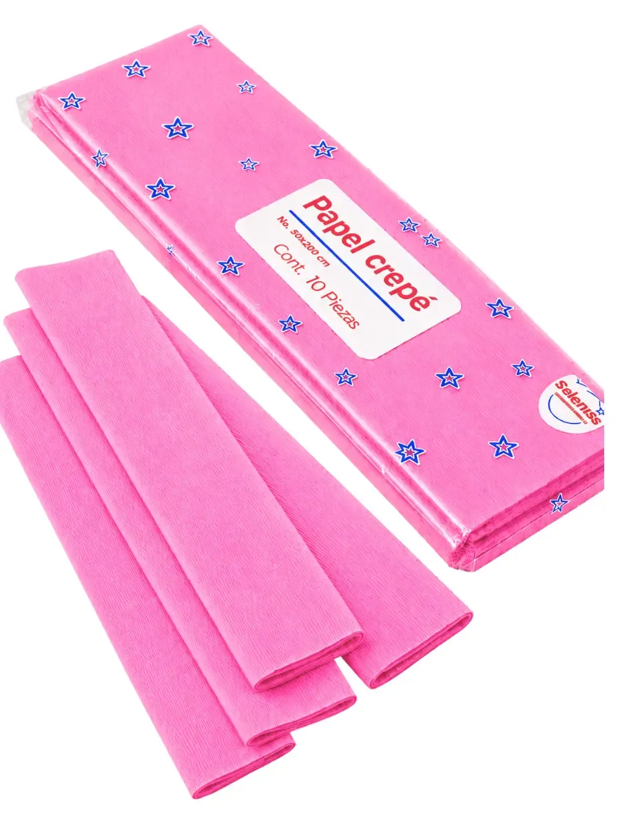 Papel crepe selanusa Rosa 10pzas de 50cm x 2 m distribuidor papel crepe rosa estandar mayoreo mexico