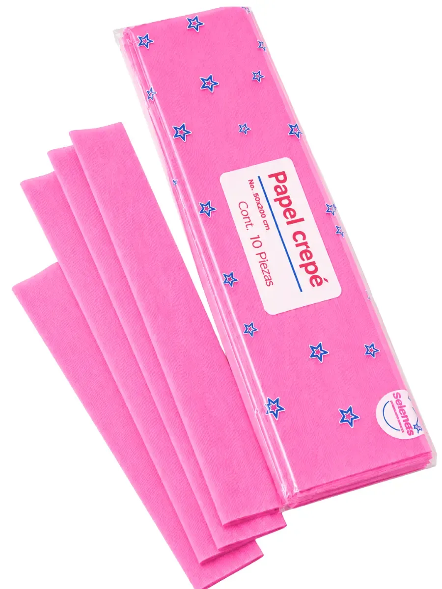 Papel crepe selanusa Rosa 10pzas de 50cm x 2 m papel crepe rosa selanusa mayoreo 10pzas paquete