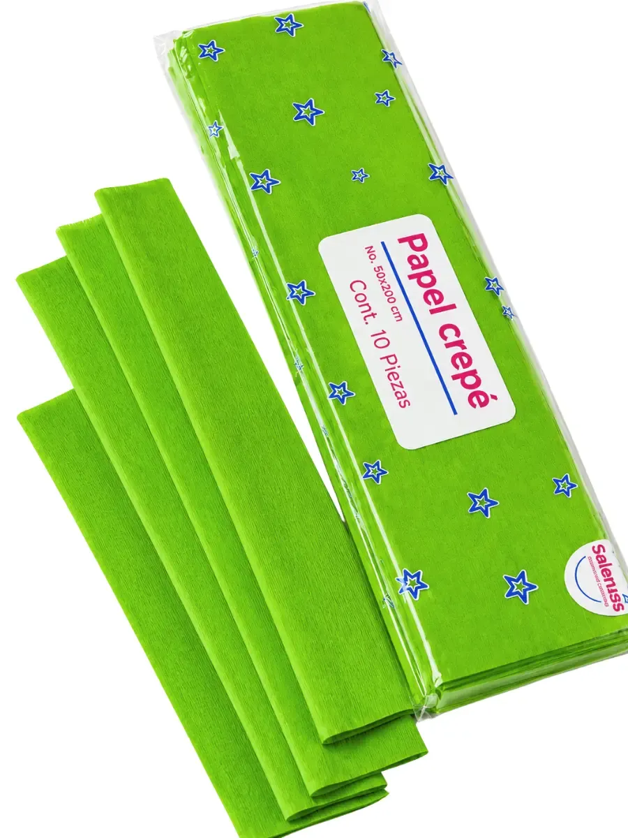 papel crepe verde limon selanusa mayoreo 10pzas paquete