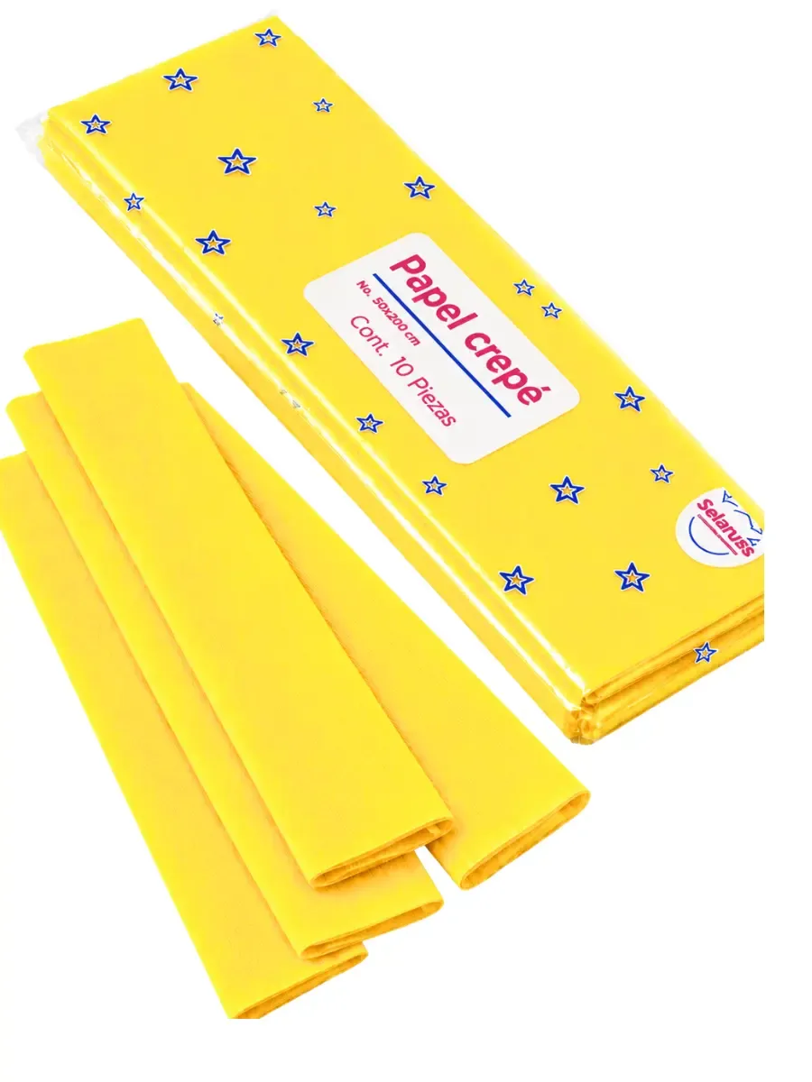 Papel crepe selanusa Amarillo Huevo 10pzas de 50cm x 2 m papel crepe amarillo huevo selanusa mayoreo 10pzas paquete