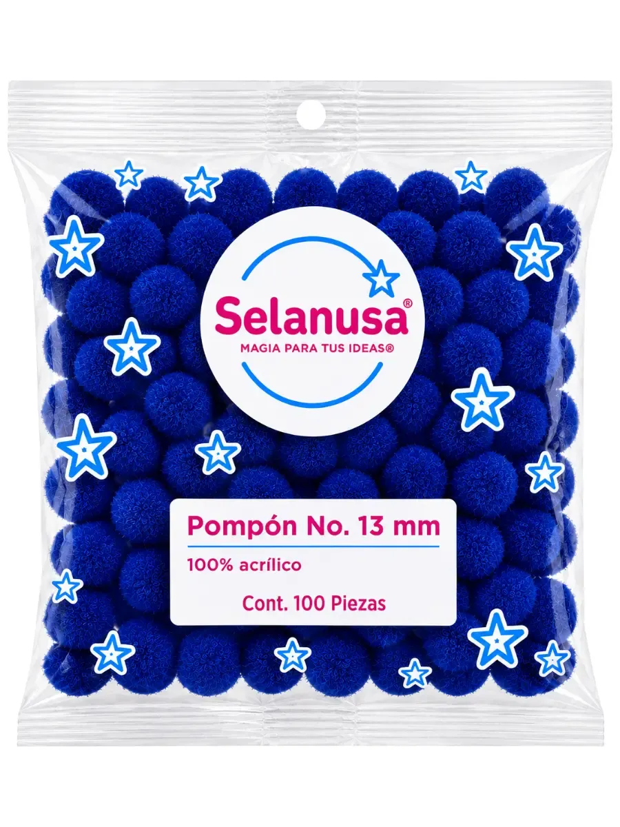 pompones Azul Rey 13 mm de 100 piezas pompones azul rey 13mm mayoreo 100pzas paquete