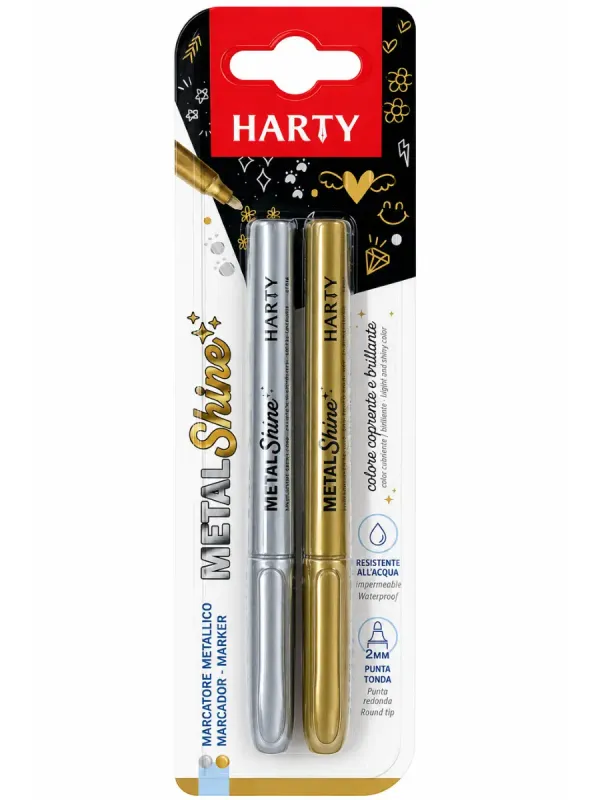 marcadores oro y plata harty mayoreo 2pzas blister metalicos