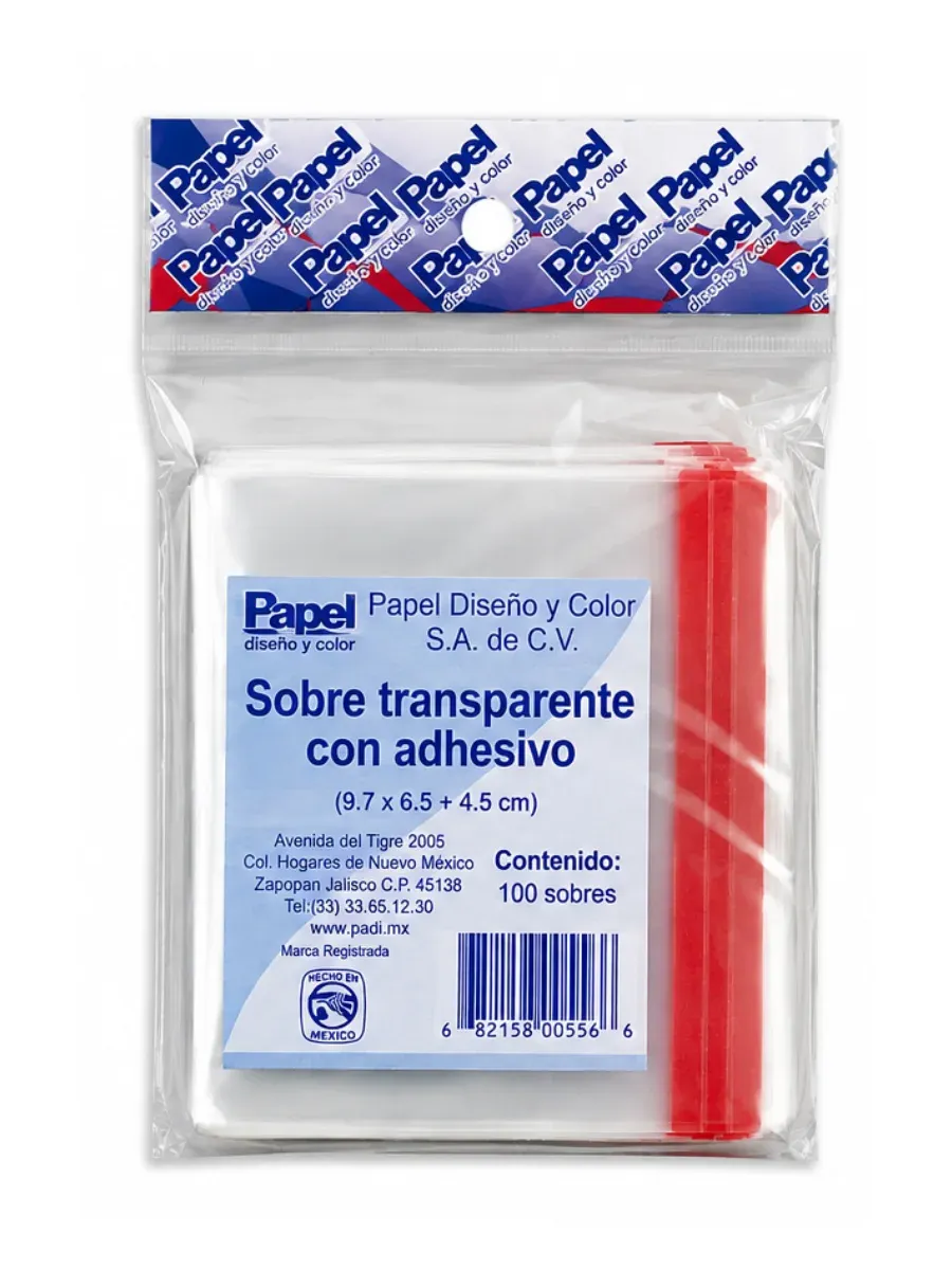 sobre transparente adhesivo 9 7x6 5 mayoreo mexico paquete 100 piezas