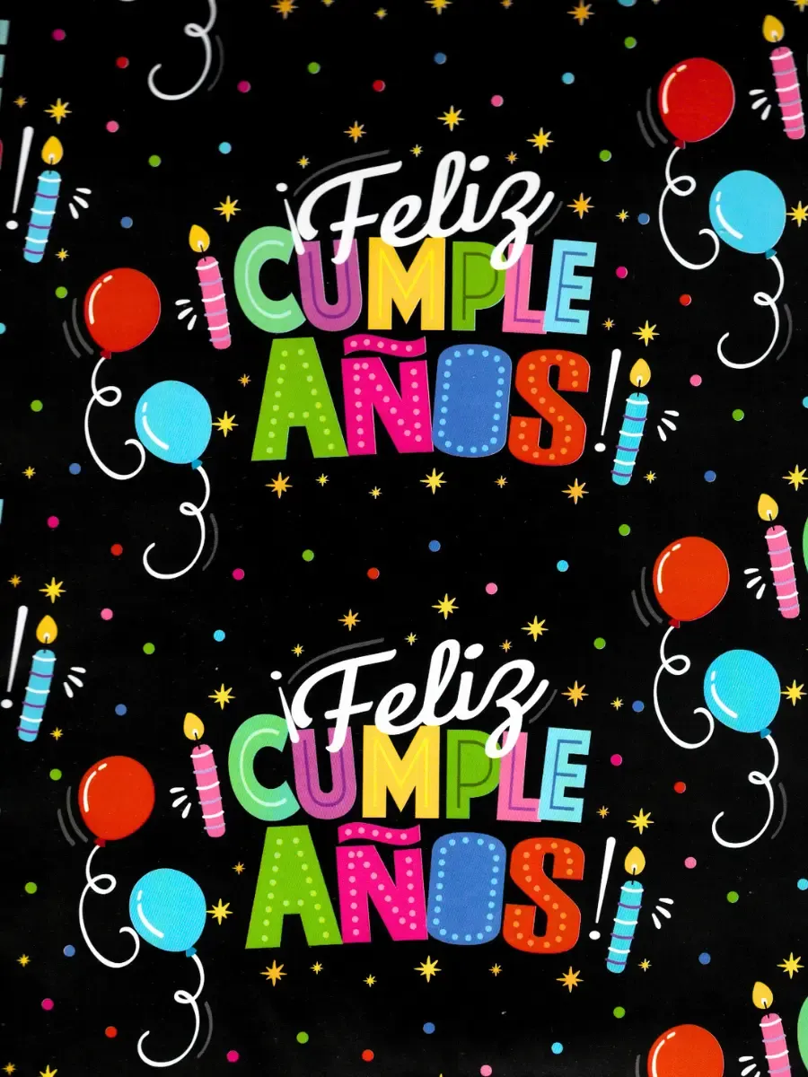 distribuidor papel regalo cumpleaños fondo negro mayoreo mexico papeleria