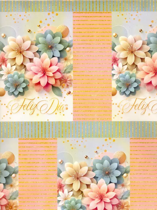 Papel de Regalo Flores Maché (P336) - 10 pzas Mayoreo distribuidor papel regalo flores 3d dorado mayoreo mexico papeleria