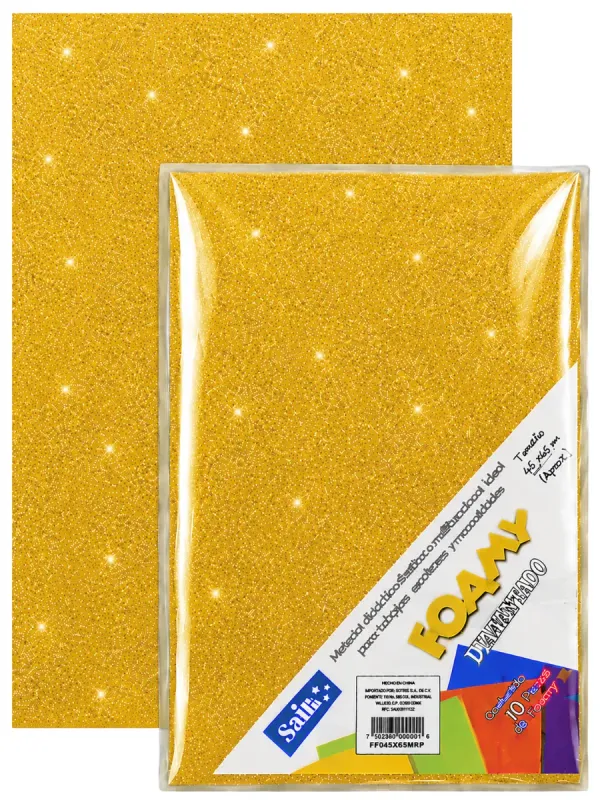 foamy dorado diamantado 43x56 mayoreo mexico paquete 5 pliegos