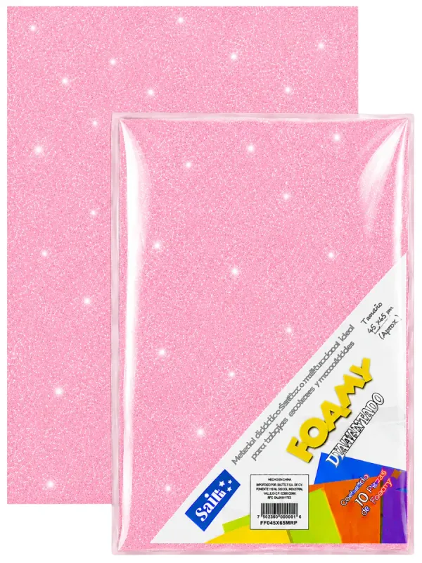 foamy rosa pastel diamantado 43x56 mayoreo mexico paquete 5 pliegos