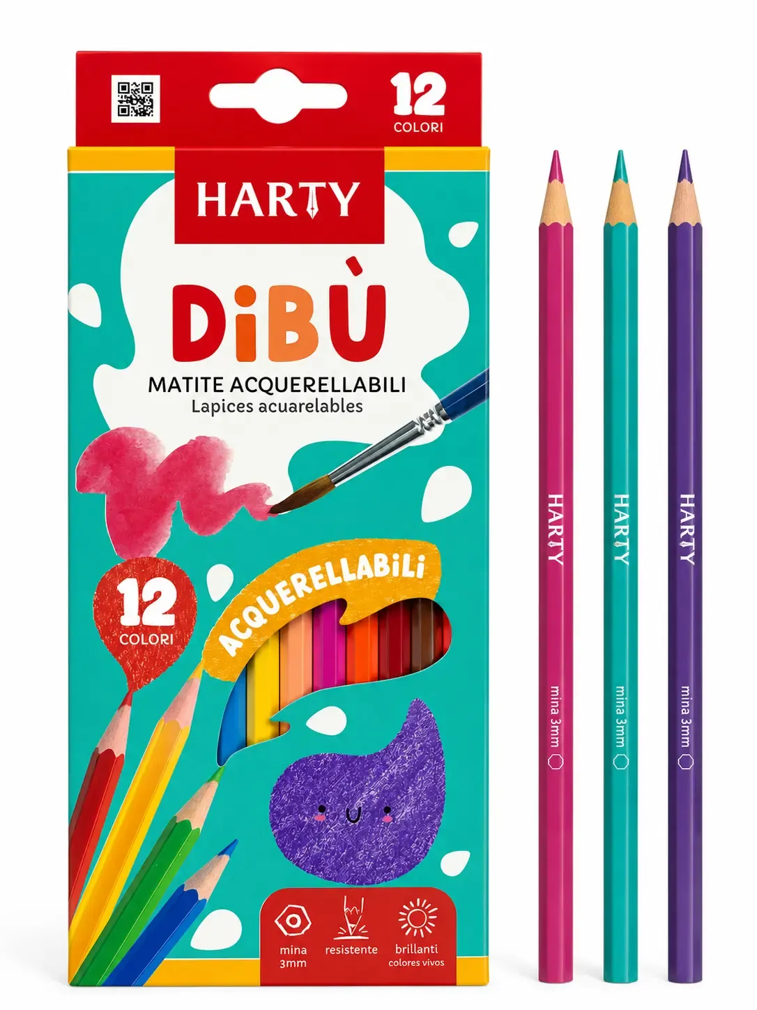 colores acuarelables harty 3mm hexagonal 12 piezas mayoreo distribuidor