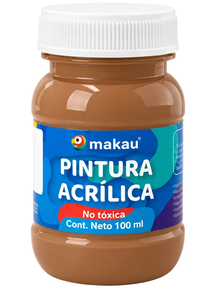 Pintura Acrílica Makau Cajeta 100ml – Mayoreo acrilico makau 100ml color cajeta distribuidora nacional papeleria