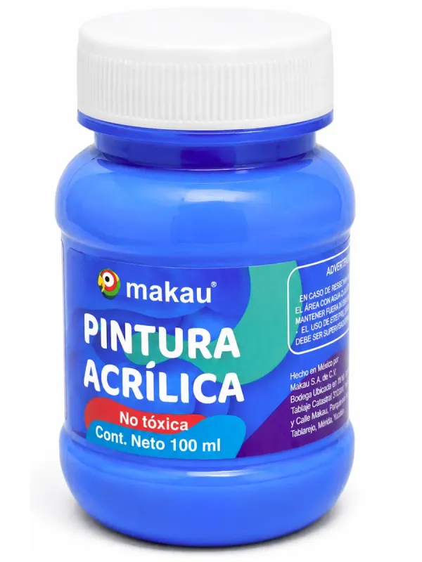 Pintura Acrílica Makau Azul Eléctrico 100ml – Mayoreo Pintura acrílica Makau azul eléctrico 100 ml