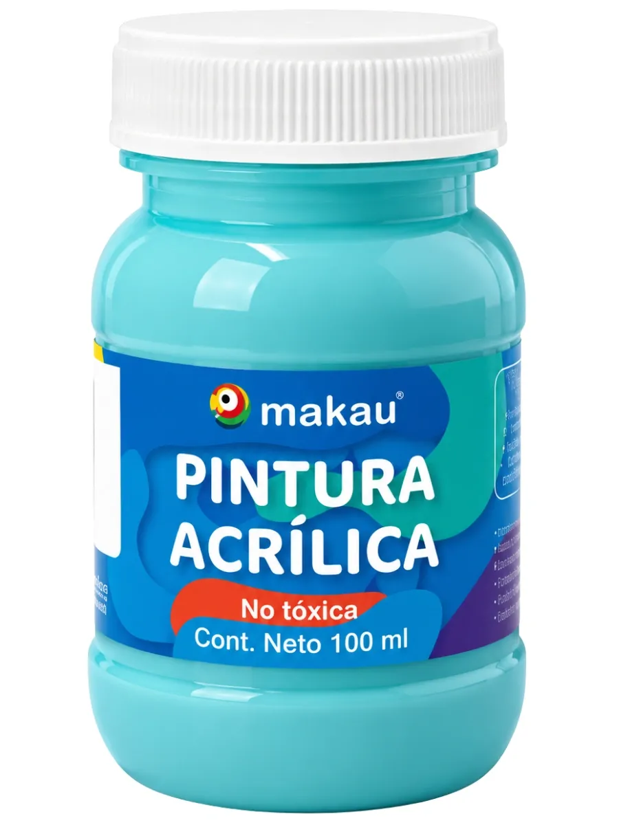 Pintura Acrílica Makau Azul Eléctrico 100ml – Mayoreo acrilico makau 100ml azul turquesa distribuidora nacional papeleria