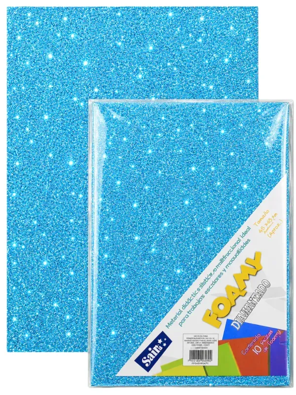 foamy diamantina azul pastel 43x56 5 piezas mayoreo distribuidor mexico