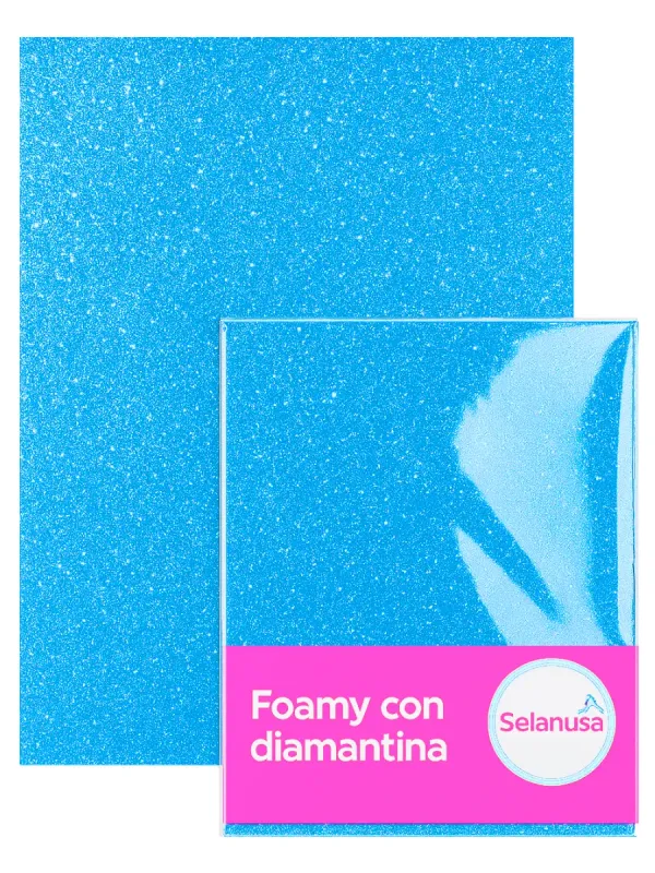 Foamy con Diamantina Azul  (43×56 cm)  c/5