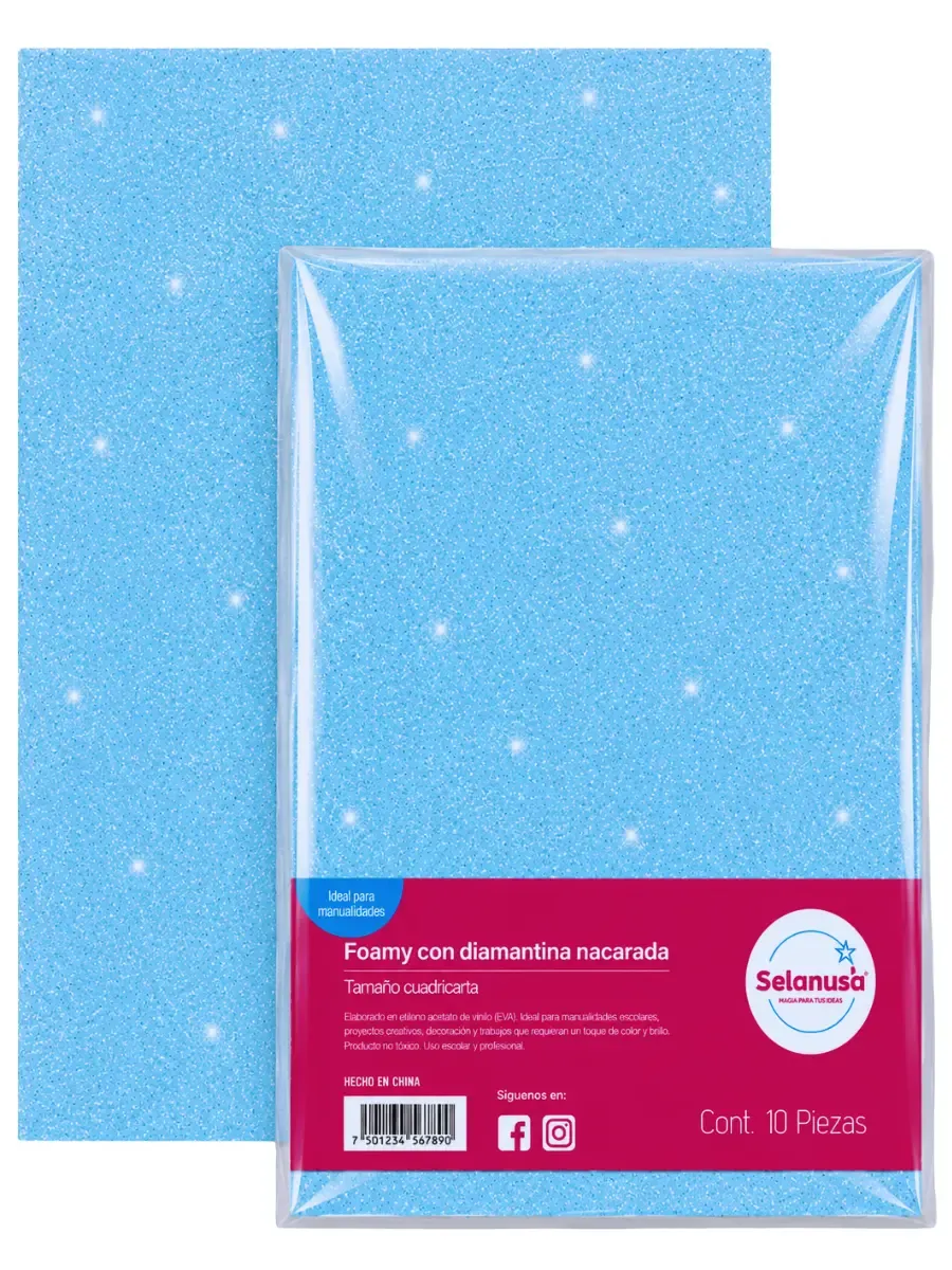 Foamy con Diamantina (Paq. 5 pzas) Azul 007 – 43×56 cm Foamy con Diamantina (Paq. 5 pzas) Azul 007 – 43×56 cm