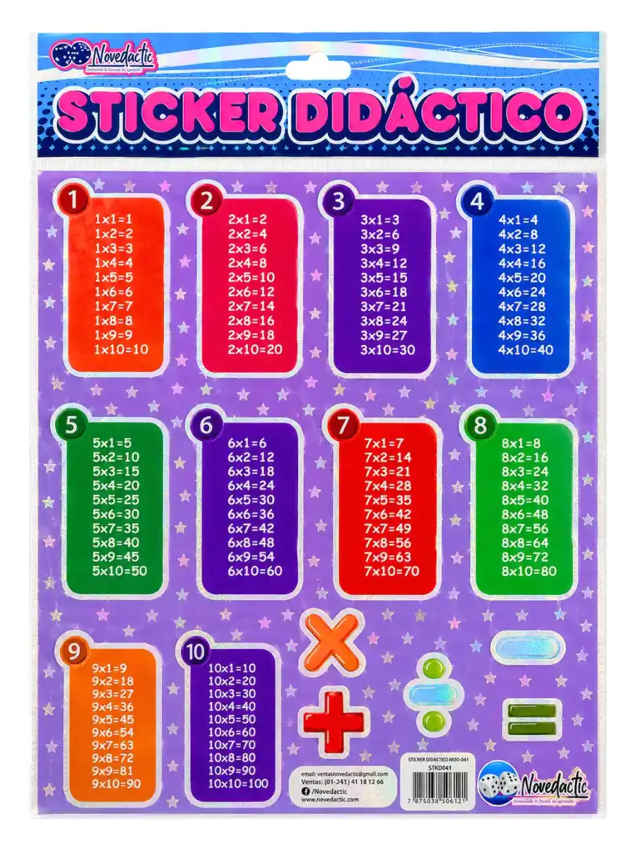 Sticker Didáctico Tablas de Multiplicar – Mayoreo paquete stickers didacticos tablas multiplicar precio mayoreo
