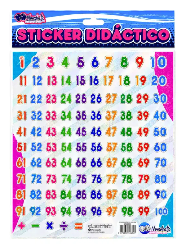 Sticker Didáctico Números del 1 al 100 C/3 Pzas – Mayoreo sticker didactico numeros 1 al 100 mayoreo escolar