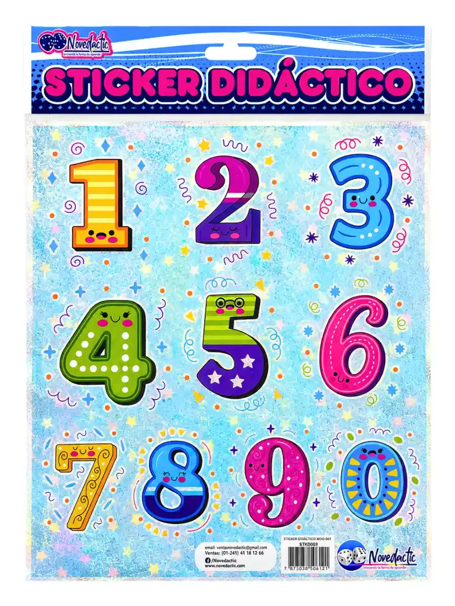 Sticker Didáctico Números del 0 al 9 – Mayoreo paquete stickers didacticos numeros colores precio mayoreo