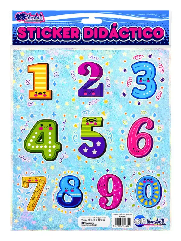 Sticker Didáctico Números del 0 al 9 C/3 Pzas – Mayoreo paquete stickers didacticos numeros colores precio mayoreo