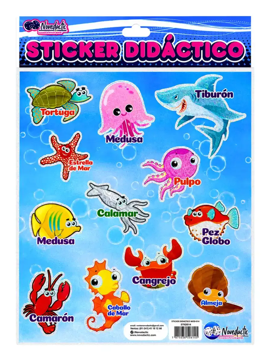 sticker didactico mundo marino mayoreo escolar